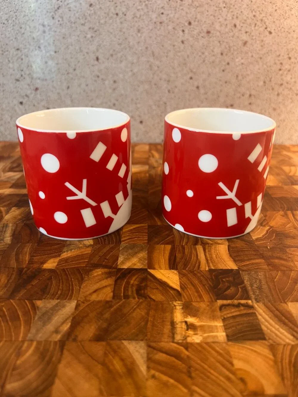 Crate & Barrel Set of 2 Holiday Snowman Carrot Nose Red White 3” Kids Mini Mugs